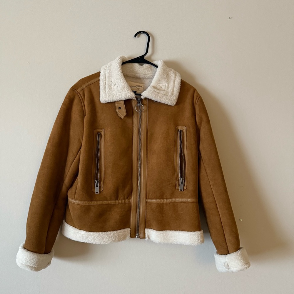 Universal Thread Tan Teddy Jacket with Cream Acce… - image 2